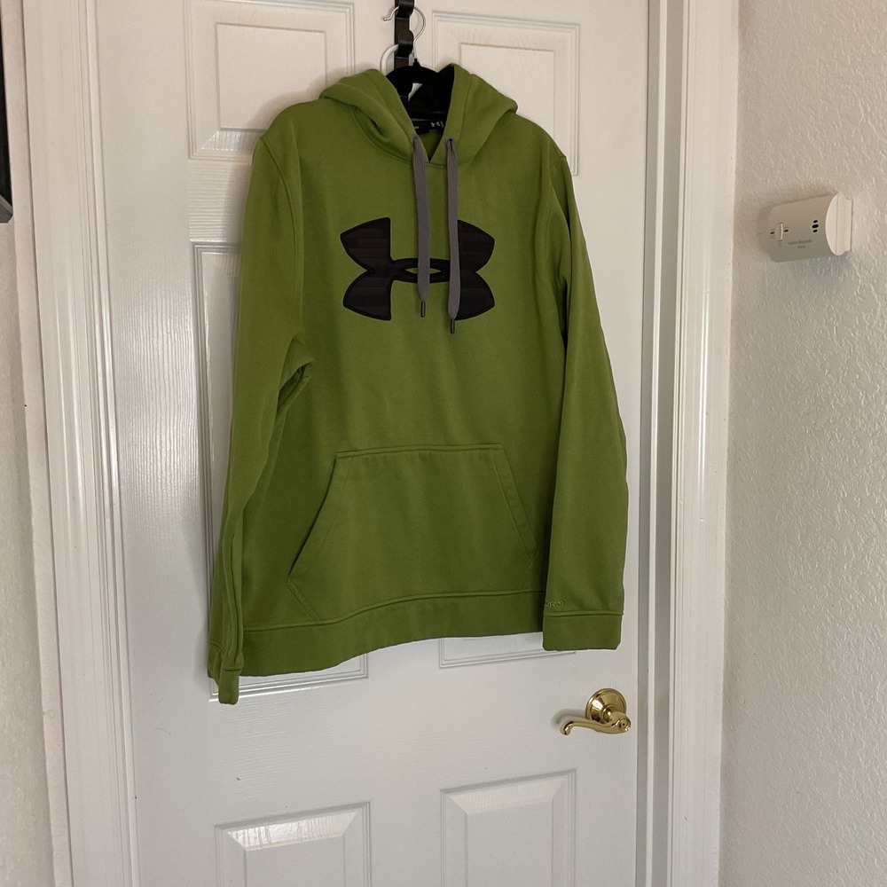 Under Armour Storm Hoodie Womens Large Green Purple Logo Fleece Pullover 1232720
